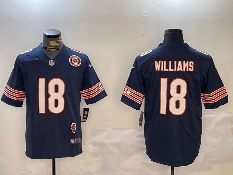 Men Chicago Bears #18 Williams Blue 2024 Nike Limited NFL Jersey style 2